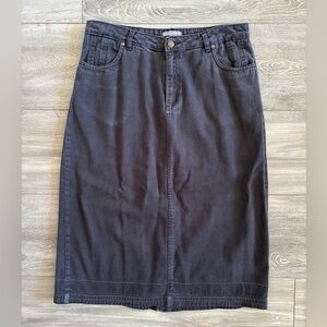 Jessica London Plus Size Black Denim Midi Skirt 100% Cotton 12